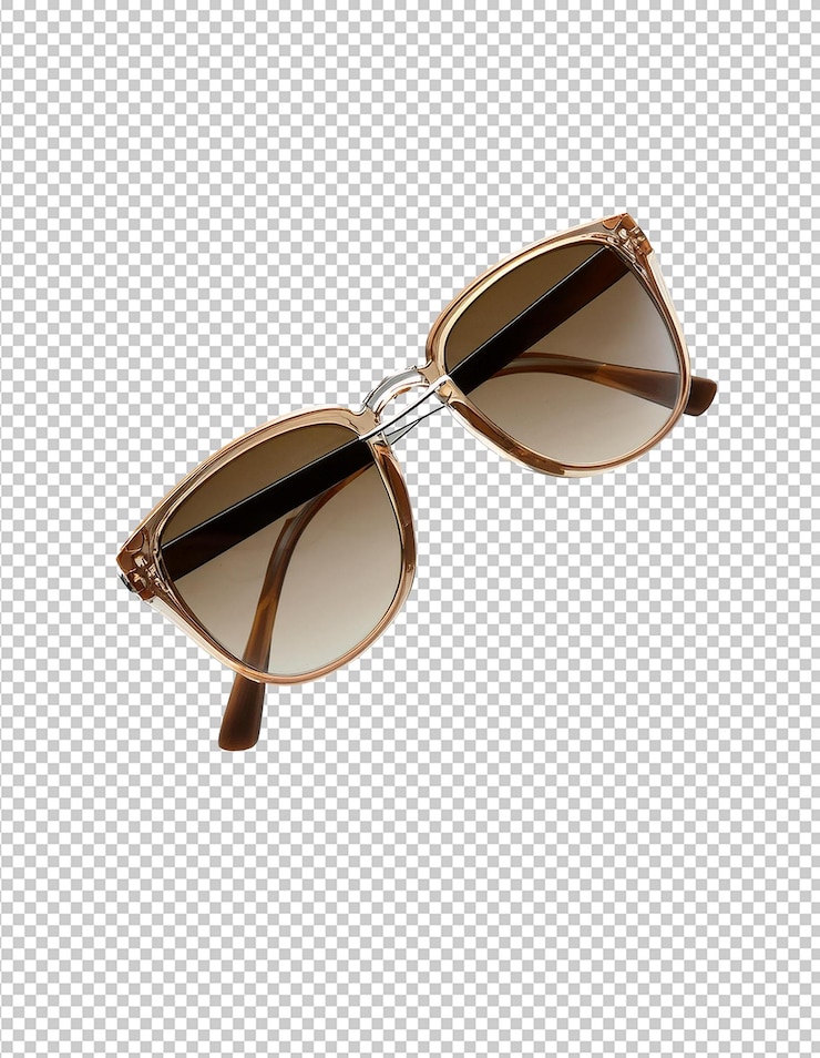 PSD un par de gafas de sol con una banda negra en la parte delantera y la esquina derecha inferior