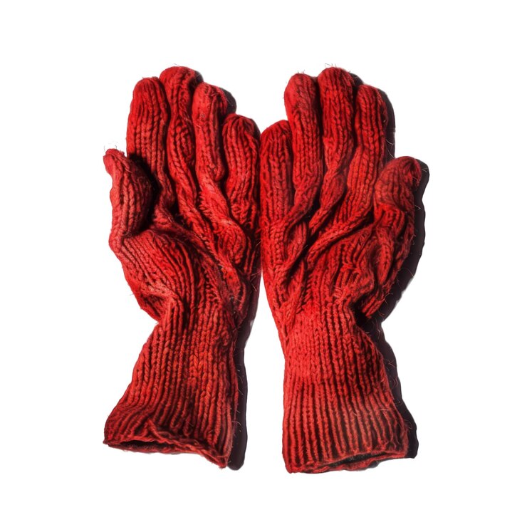 PSD un par de guantes de punto rojo
