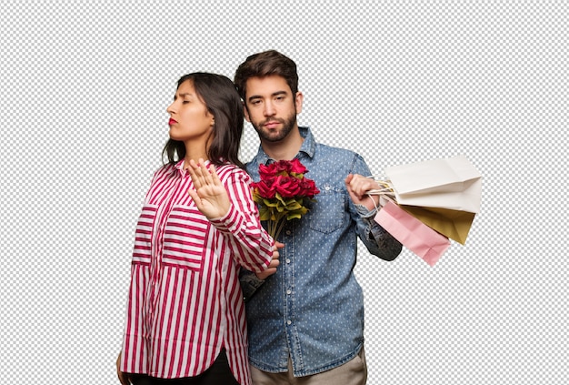 Par jovem, em, dia dia valentines, pôr, mão, frente