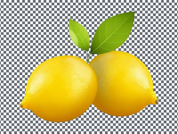 Un par de limones amarillos frescos aislados sobre un fondo transparente