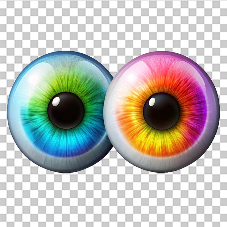 PSD un par de logotipos de globos oculares coloridos aislados en un fondo transparente