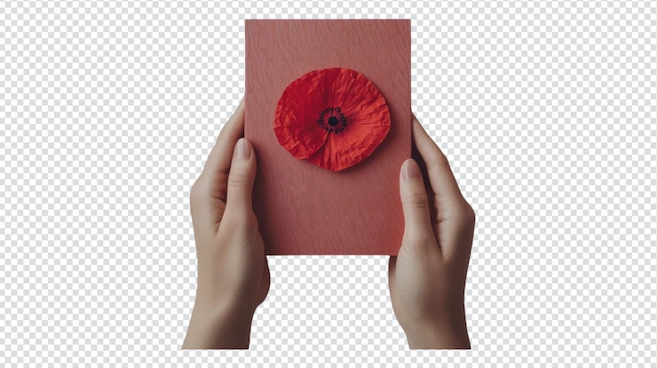 PSD un par de manos sosteniendo un programa de servicio conmemorativo ideal para conmemorar a los seres queridos y celebrar sus vidas con cuidado y respeto