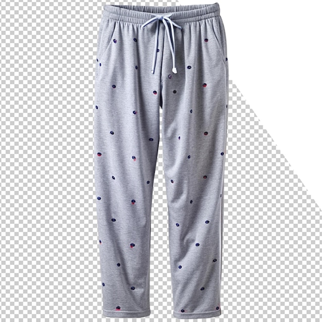 un par de pantalones grises con una cinta azul y roja en el frente