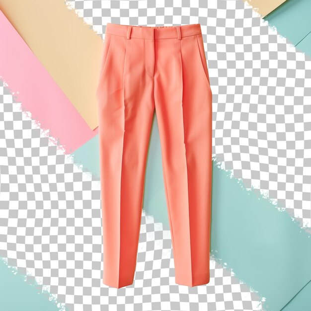 PSD un par de pantalones naranjas con una franja rosa en la parte inferior