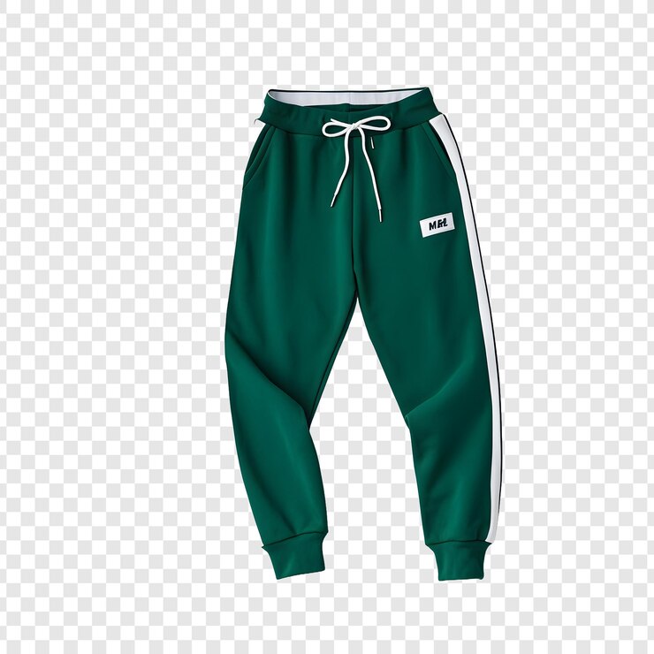 PSD un par de pantalones verdes con una franja blanca en el frente