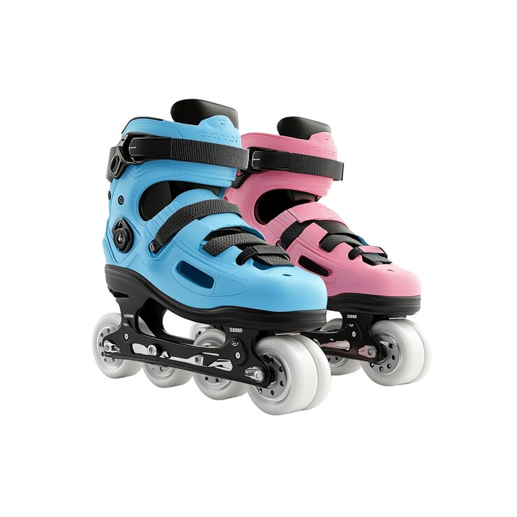 PSD un par de patines en línea en rosa y azul