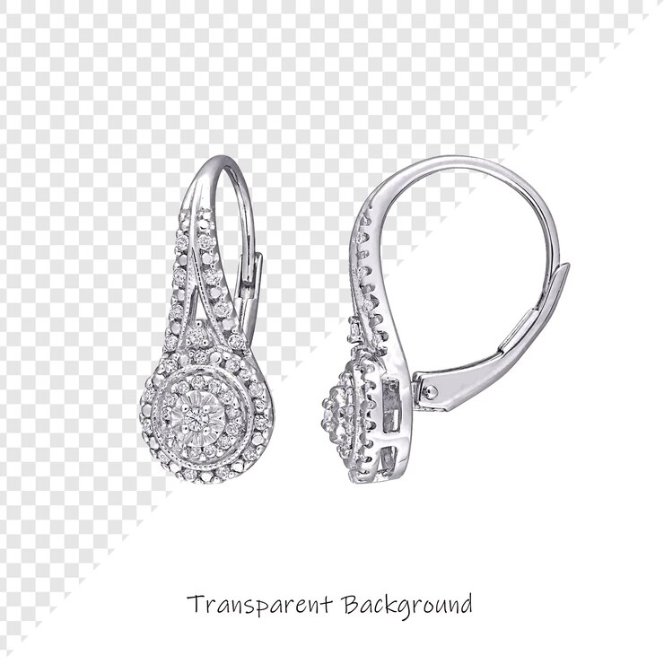 PSD un par de pendientes con diamantes y un anillo de diamantes