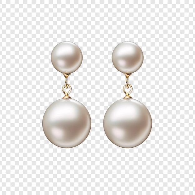 PSD un par de pendientes de perla sin ningún elemento de niña aislado en un fondo transparente