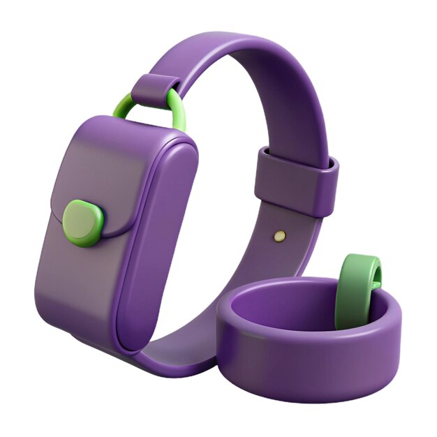 un par de pulseras púrpuras con botones verdes y un botón verde