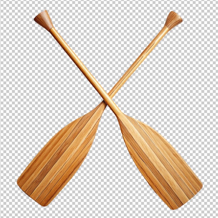 PSD un par de remos de madera sobre un fondo transparente