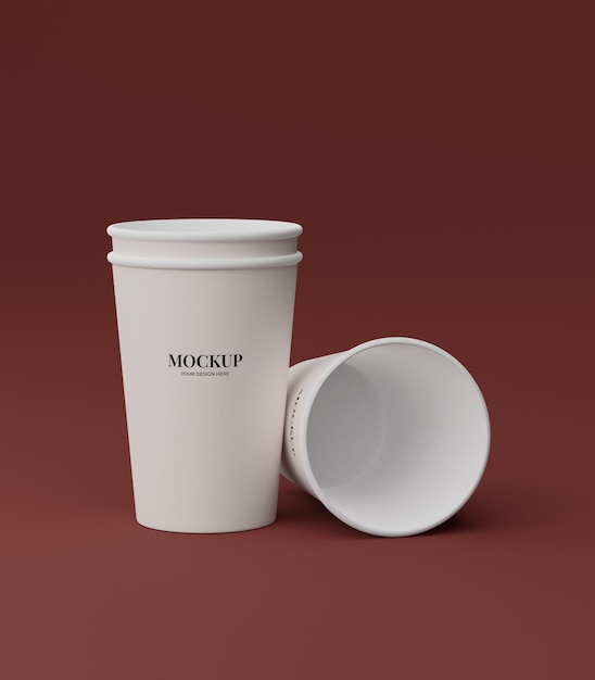 Par de taza maqueta fondo rojo