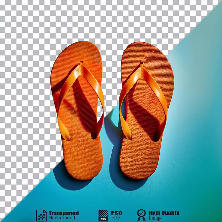 PSD un par de zapatillas naranjas en un azul