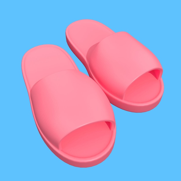 Un par de zapatillas de playa rosas.