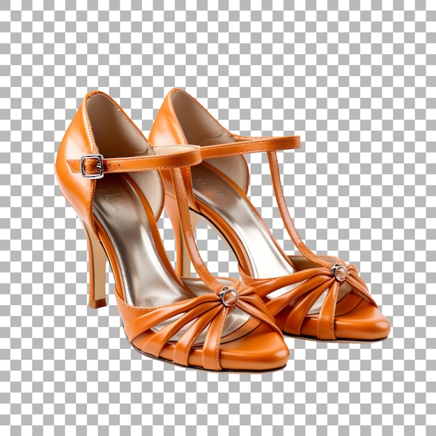 Un par de zapatos naranjas con un arco en un fondo transparente