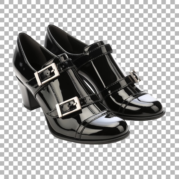 PSD un par de zapatos negros con hebillas de plata y un cinturón negro