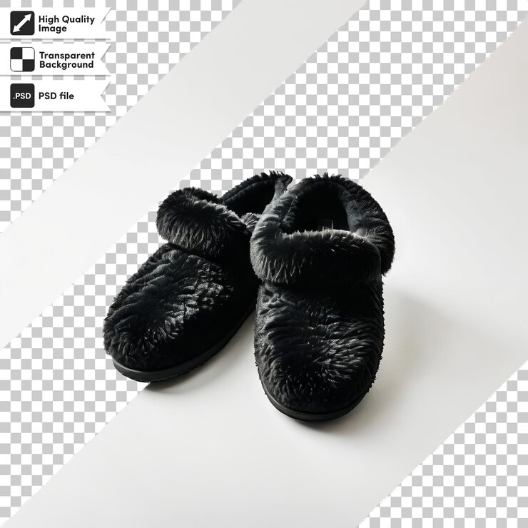 PSD un par de zapatos negros con la palabra " flip quote " en la parte inferior