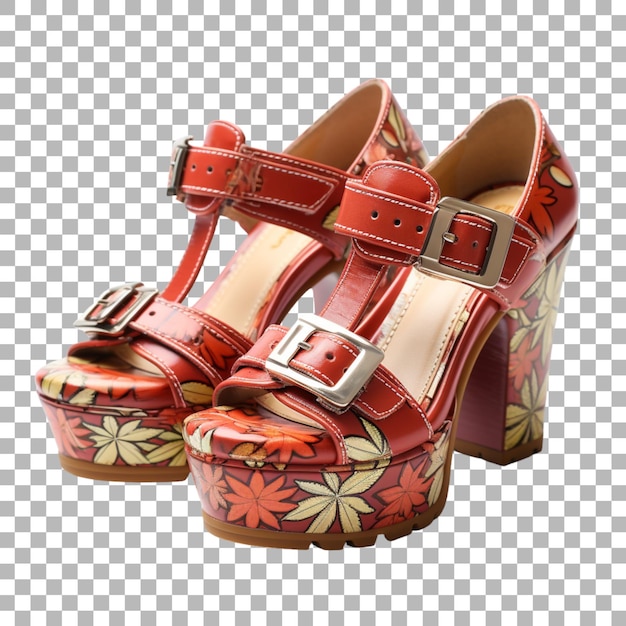 PSD un par de zapatos rojos con flores en la parte inferior