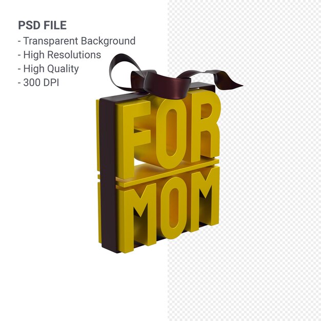 Para a mãe com arco e fita renderização 3D isolada