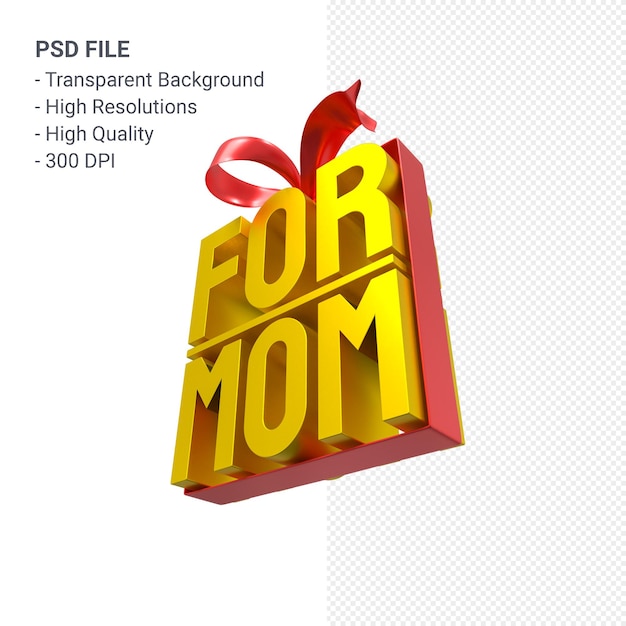 Para a mãe com arco e fita renderização 3D isolada