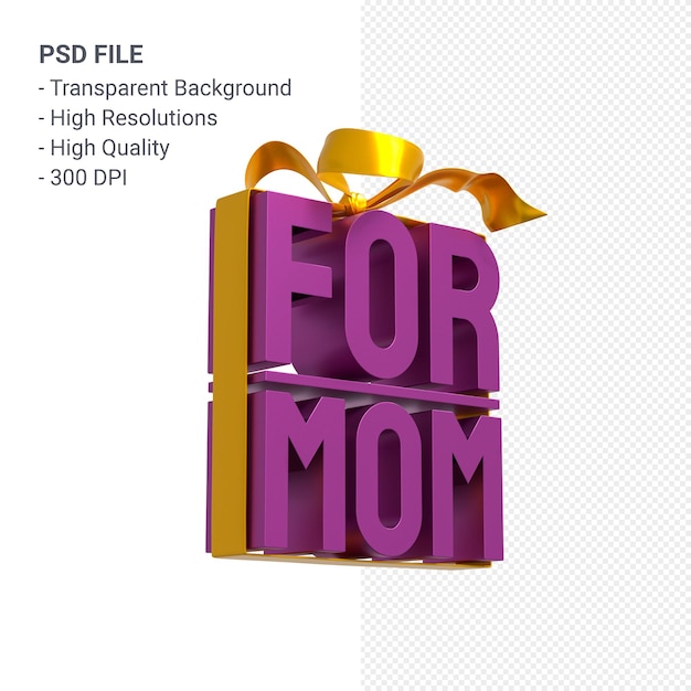 Para a mãe com arco e fita renderização 3D isolada
