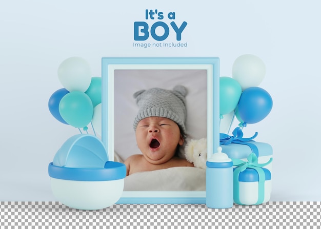 Parabéns, modelo de cena para newborn boy 3d render