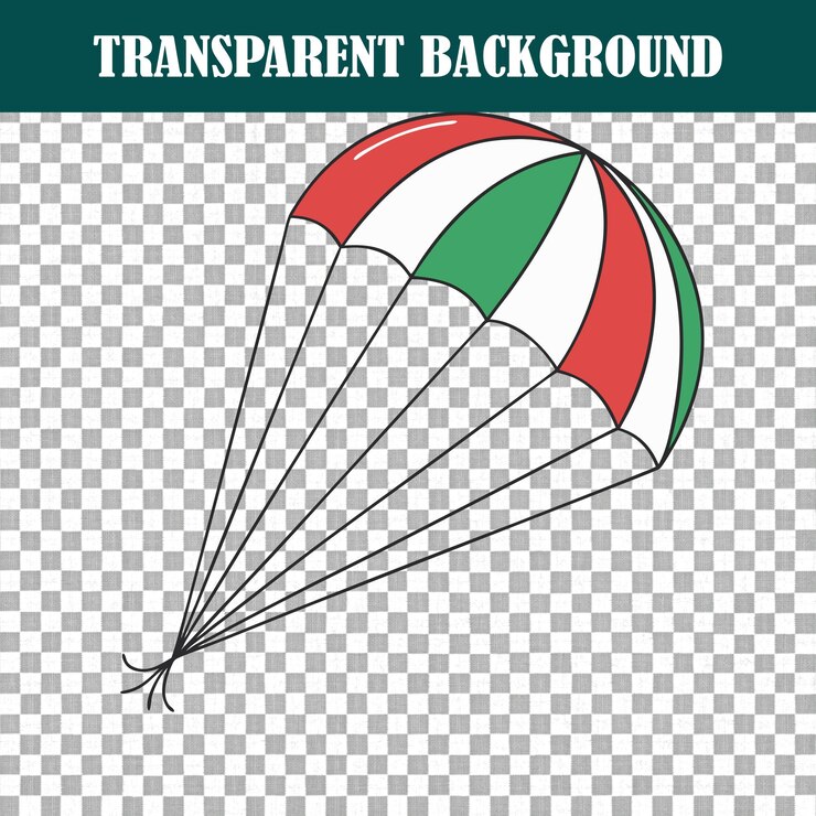 PSD paracaídas de colores con fondo transparente