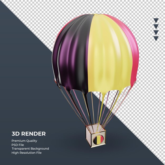 Parachute 3D drapeau Belgique rendu vue de gauche