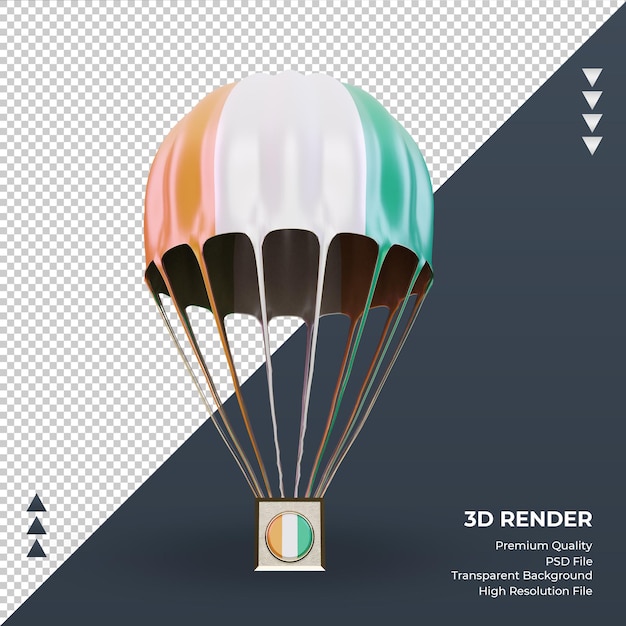 Parachute 3D drapeau Côte d'Ivoire rendu vue de face