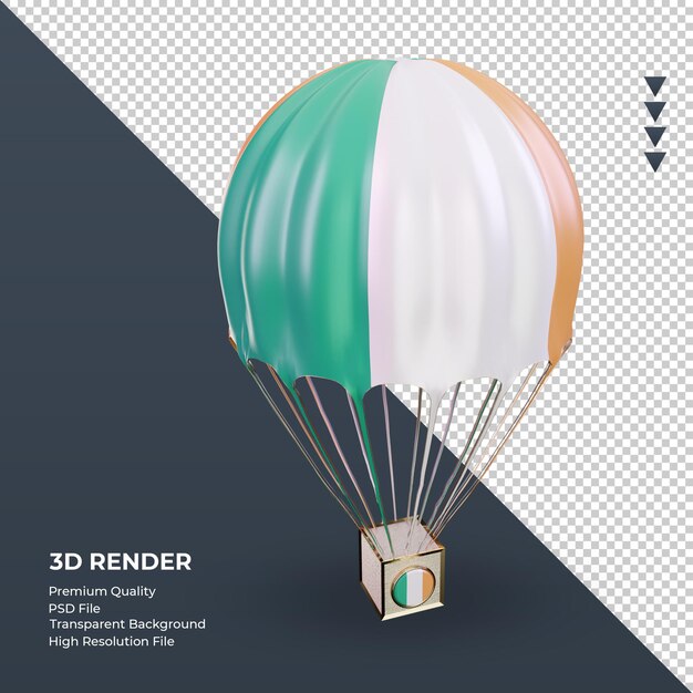 Parachute 3D drapeau Irlande rendu vue de gauche