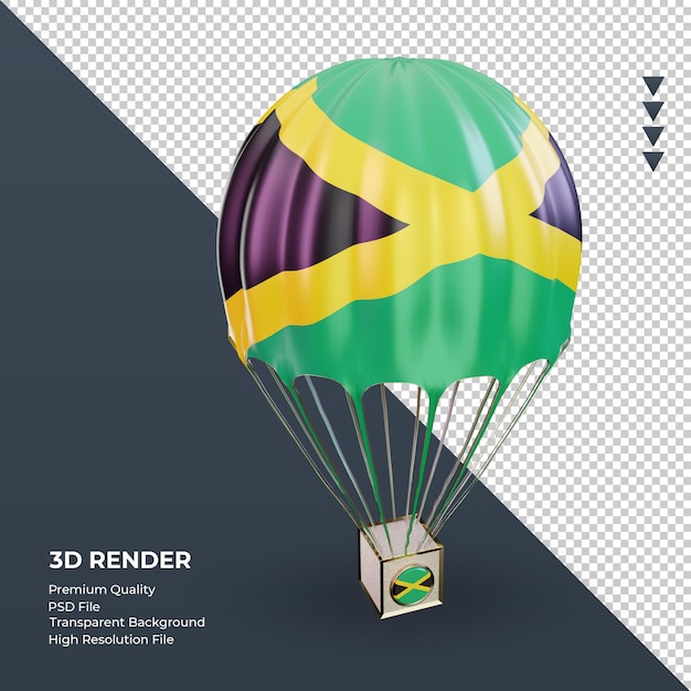 Parachute 3d Drapeau Jamaïque Rendu Vue Gauche