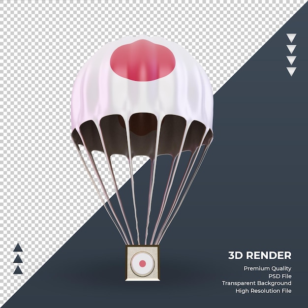 Parachute 3d Drapeau Japon Rendu Vue De Face