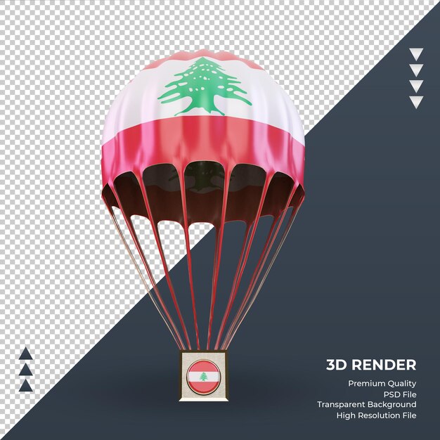 Parachute 3D drapeau Liban rendu vue de face