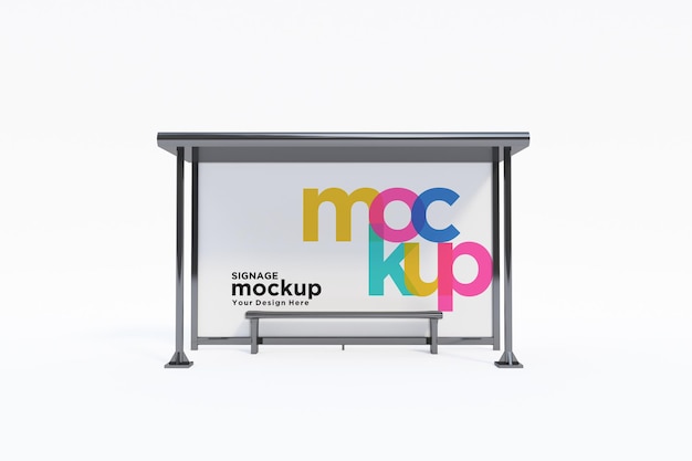 Parada de autobús Refugio de autobús Mockup con fondo blanco