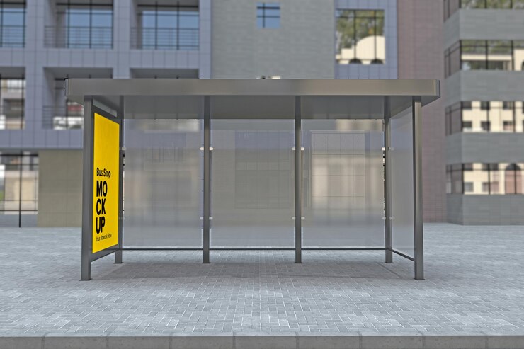 Parada de ônibus Painel publicitário Abrigo de ônibus sinalização maquete renderização 3d