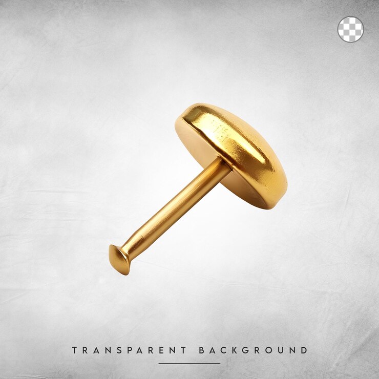 PSD parafuso dourado isolado sobre fundo transparente