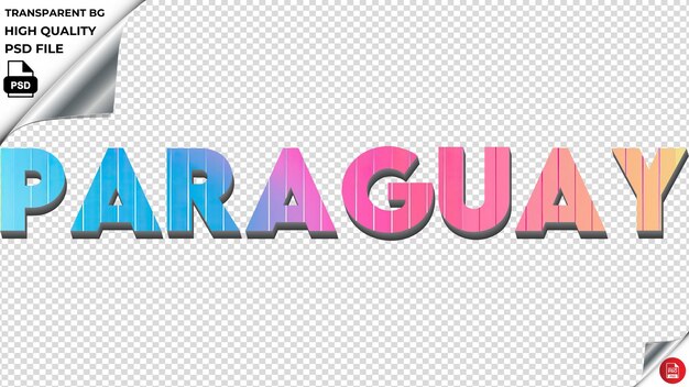 Paraguai tipografia arco-íris colorido texto textura psd transparente