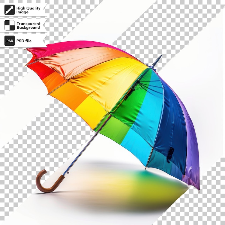 PSD un paraguas de arco iris está abierto y tiene una imagen de un pariguas de color arco ires