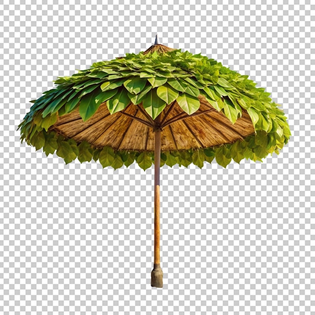 Paraguas de playa con hojas