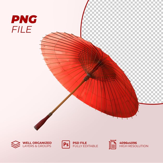 Paraguas rojo chino en 3d paraguas realistas paraguas asin