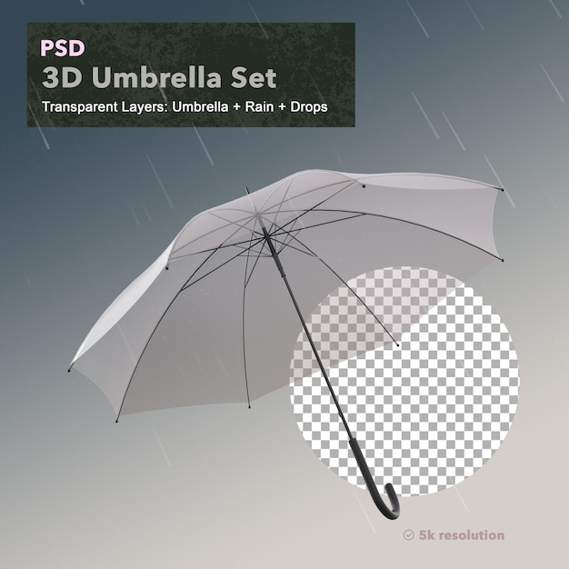 PSD paraguas transparente 3d aislado