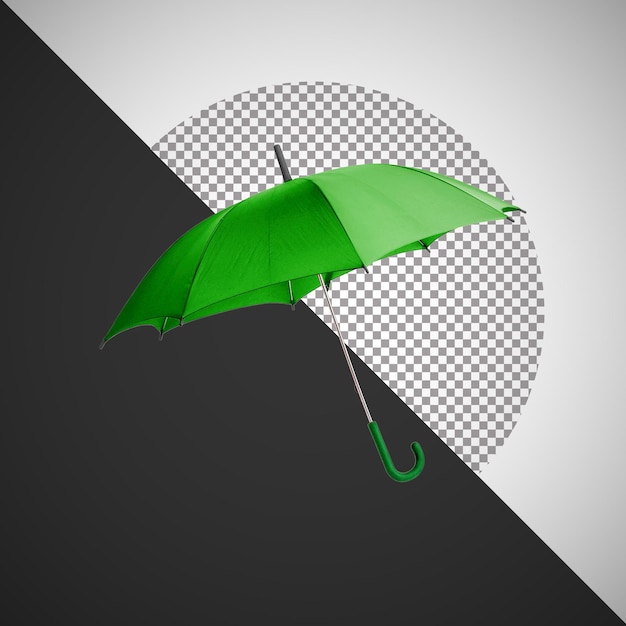 Paraguas verde aislado sobre un fondo transparente
