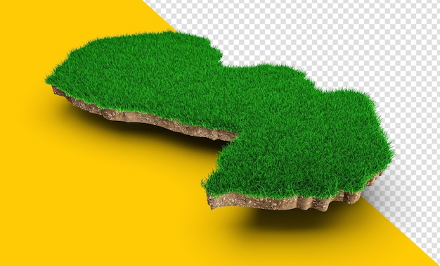 Paraguay-Karte Bodengeologie Querschnitt mit grünem Gras und Felsbodentextur 3d