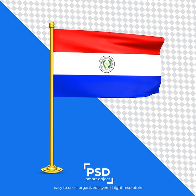 PSD paraguay waving flag set isolé sur fond transparent