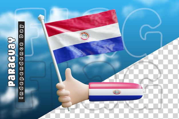 Paraguay winkende flagge an der hand oder paraguay-flagge an der hand