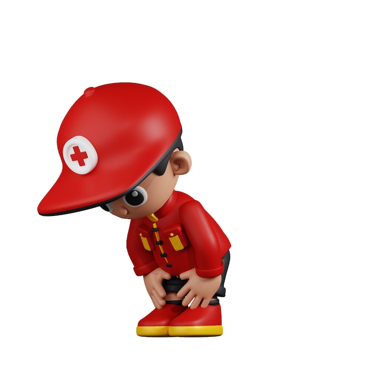PSD paramédico de personagem 3d fazendo uma pose de pausa