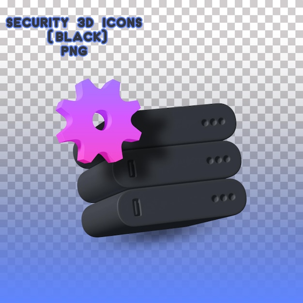 PSD paramètres du serveur security 3d icons (noir)