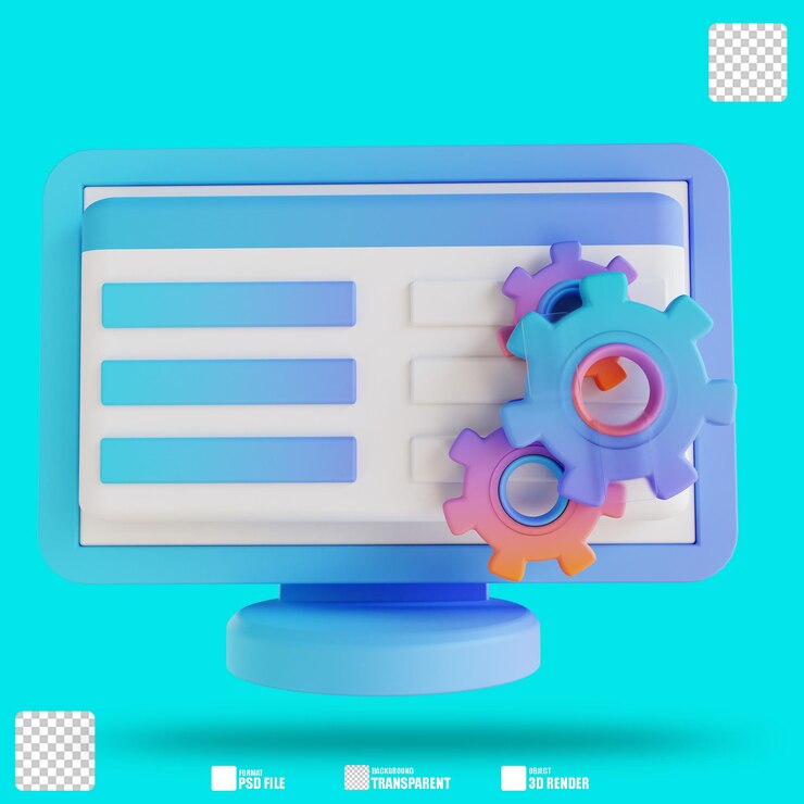 PSD paramètres d'engrenage d'illustration 3d
