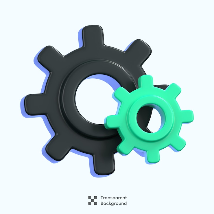 PSD paramètres d'engrenages et icône de configuration isolés concept d'icône d'interface utilisateur général illustration 3d