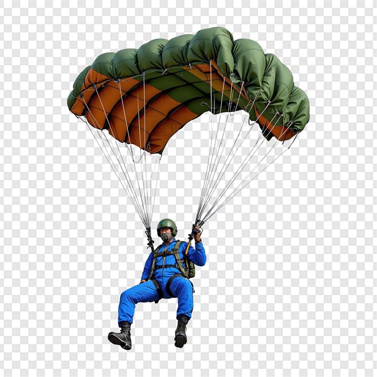 PSD parapente humano isolado em fundo transparente