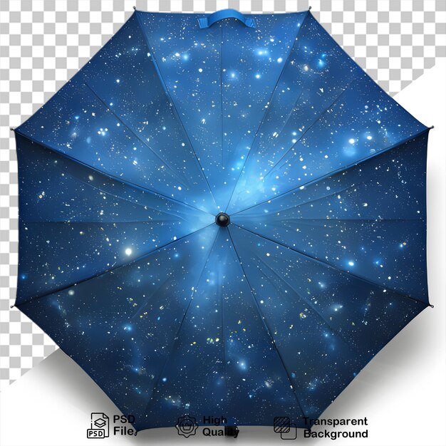 PSD un parapluie bleu avec des étoiles isolées sur un fond transparent